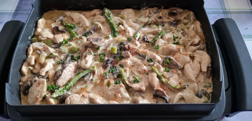 Image Escalopes à la Crème, Asperges Vertes et Champignons 25